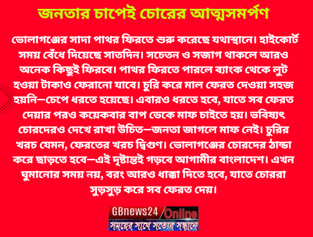 জনতার চাপেই চোরের আত্মসমর্পণ